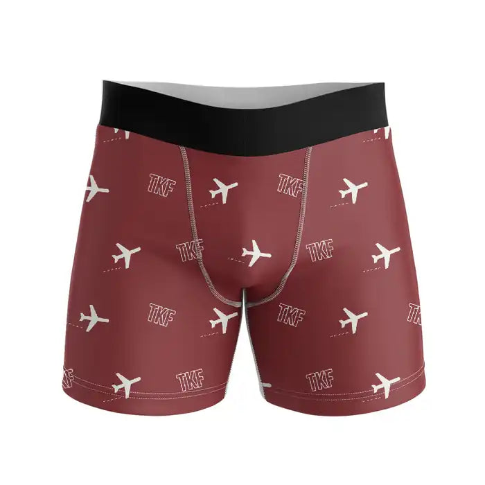 Truckee Tahoe Airport (TKF) Men Boxers - Pattern - Dark Red