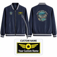 Thumbnail for Truckee Tahoe Airport (TKF) Stylish Jackets - Baseball Collar - Badge + Name - Navy Blue