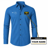 Thumbnail for Lennart Meri Tallinn Airport (TLL) Shirts - Long Sleeve Shirt - Front - Blue + NAME