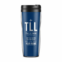 Thumbnail for Lennart Meri Tallinn Airport (TLL) Travel Mugs - ID Tag + Name - Plastic (No Holder) - Blue