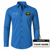 Thumbnail for Toulon-Hyères Airport (TLN) Shirts - Long Sleeve Shirt - Front - Blue + NAME