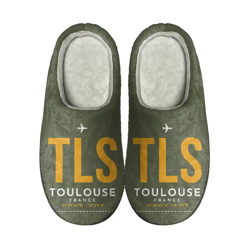 Toulouse-Blagnac Airport (TLS) Slippers & Flip Flops - Slippers - Cotton - Code - Same - Green Army