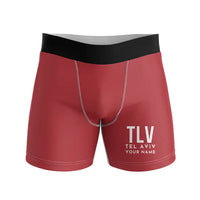 Thumbnail for Tel Aviv Ben Gurion Airport (TLV) Men Boxers - Code + Name - Red