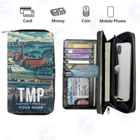 Thumbnail for Tampere-Pirkkala Airport (TMP) Leather Wallets - Zip Long Wallet - Scene + Name
