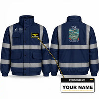 Thumbnail for Tanegashima Airport (TNE) Reflective Winter Jackets - Poster + Name - Navy Blue