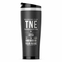 Thumbnail for Tanegashima Airport (TNE) Travel Mugs - Boarding Pass + Name - Stainless Steel (No Holder) - Gray
