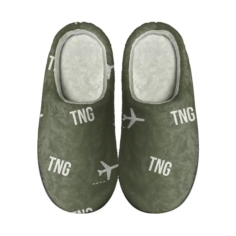 Tangier Ibn Battuta Airport (TNG) Slippers & Flip Flops - Slippers - Cotton - Pattern - Green Army