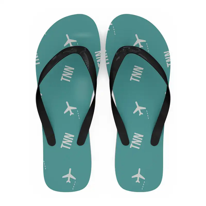 Tainan Airport (TNN) Slippers & Flip Flops - Slippers - Flip Flops - Pattern - Turquoise