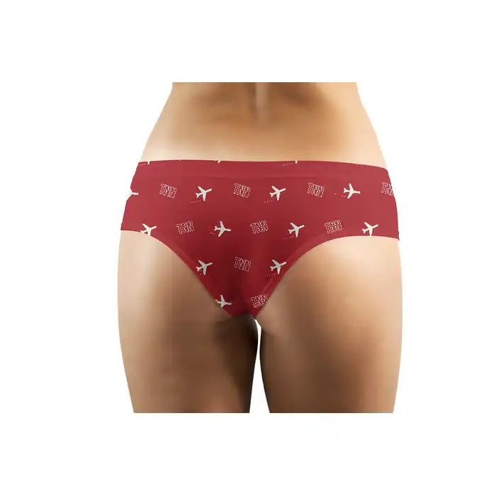 Tainan Airport (TNN) Women Panties - Pattern - Red - Back