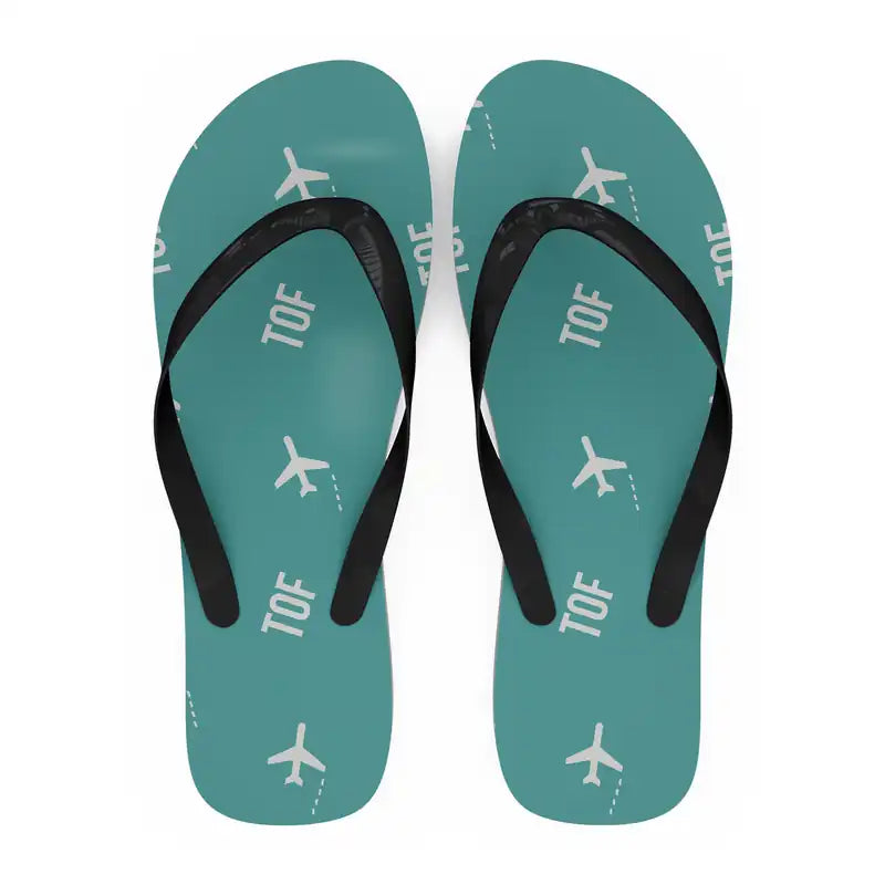 Tomsk Kamov Airport (TOF) Slippers & Flip Flops - Slippers - Flip Flops - Pattern - Turquoise