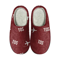 Thumbnail for Tromsø Airport (TOS) Slippers & Flip Flops - Slippers - Cotton - Pattern - Dark Red