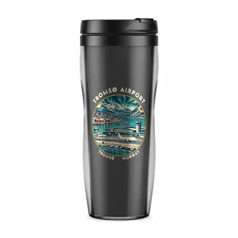 Tromsø Airport (TOS) Travel Mugs - Badge - Plastic (No Holder) - Gray