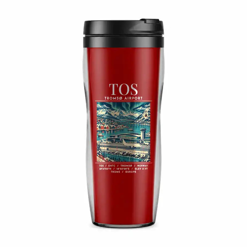 Tromsø Airport (TOS) Travel Mugs - Poster - Plastic (No Holder) - Red