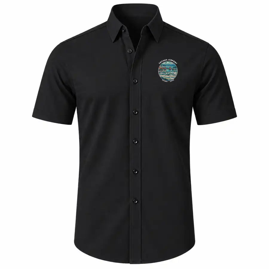 Toyama Airport (TOY) Shirts - Short Sleeve Shirt - Badge - Black