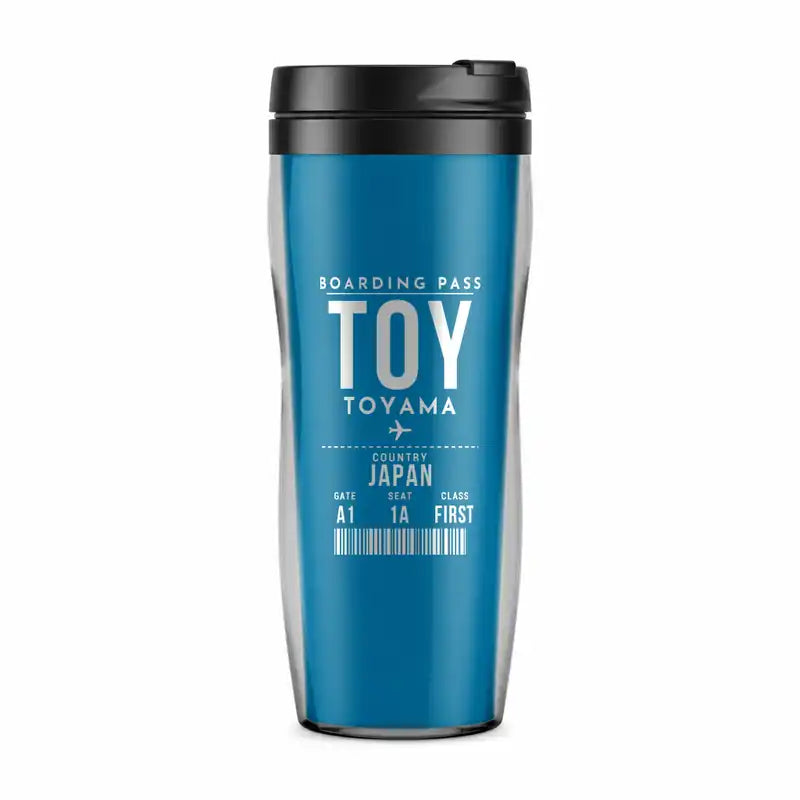 Toyama Airport (TOY) Travel Mugs - Boarding Pass - Plastic (No Holder) - Light Blue