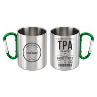 Thumbnail for Tampa International Airport (TPA) Stainless Steel Mugs - Boarding Pass + Custom Back - Outdoors Mug - Green