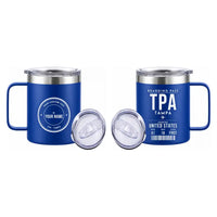 Thumbnail for Tampa International Airport (TPA) Stainless Steel Mugs - Boarding Pass + Custom Back - Stainless Steel Mug - 14 oz / 400ML - Blue