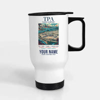 Thumbnail for Tampa International Airport (TPA) Travel Mugs - Poster + Name - Stainless Steel with Holder - White