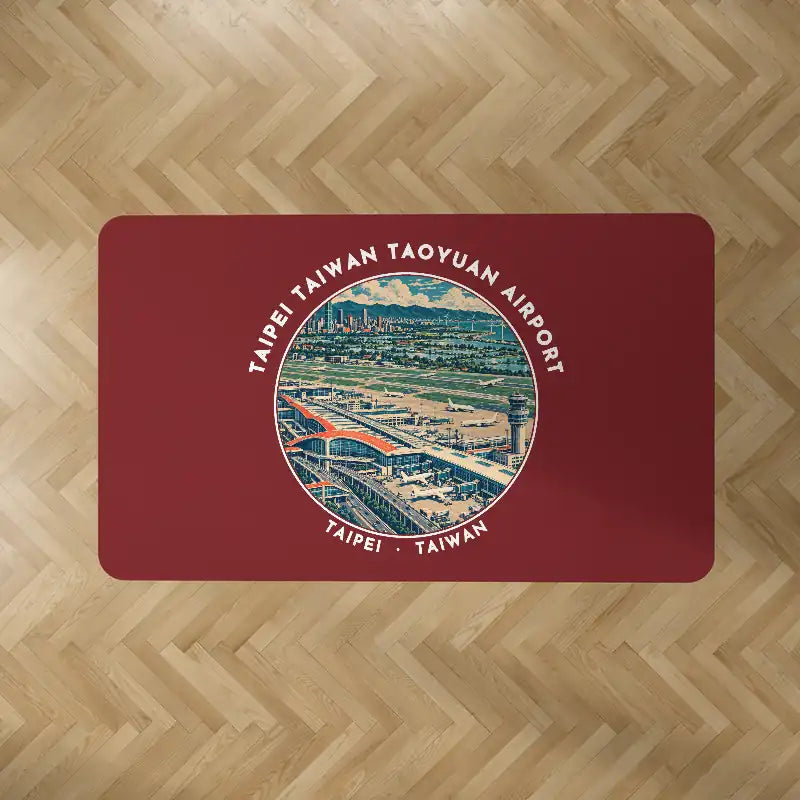 Taipei Taiwan Taoyuan International Airport (TPE) Carpets - Carpet Rectangle - Badge - Dark Red