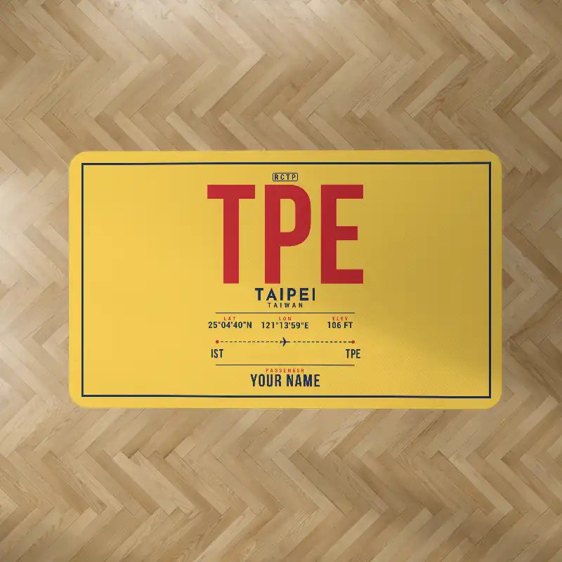 Taipei Taiwan Taoyuan International Airport (TPE) Carpets - Carpet Rectangle - ID Tag + Name - Yellow
