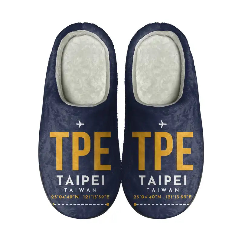 Taipei Taiwan Taoyuan International Airport (TPE) Slippers & Flip Flops - Slippers - Cotton - Code - Same - Navy Blue