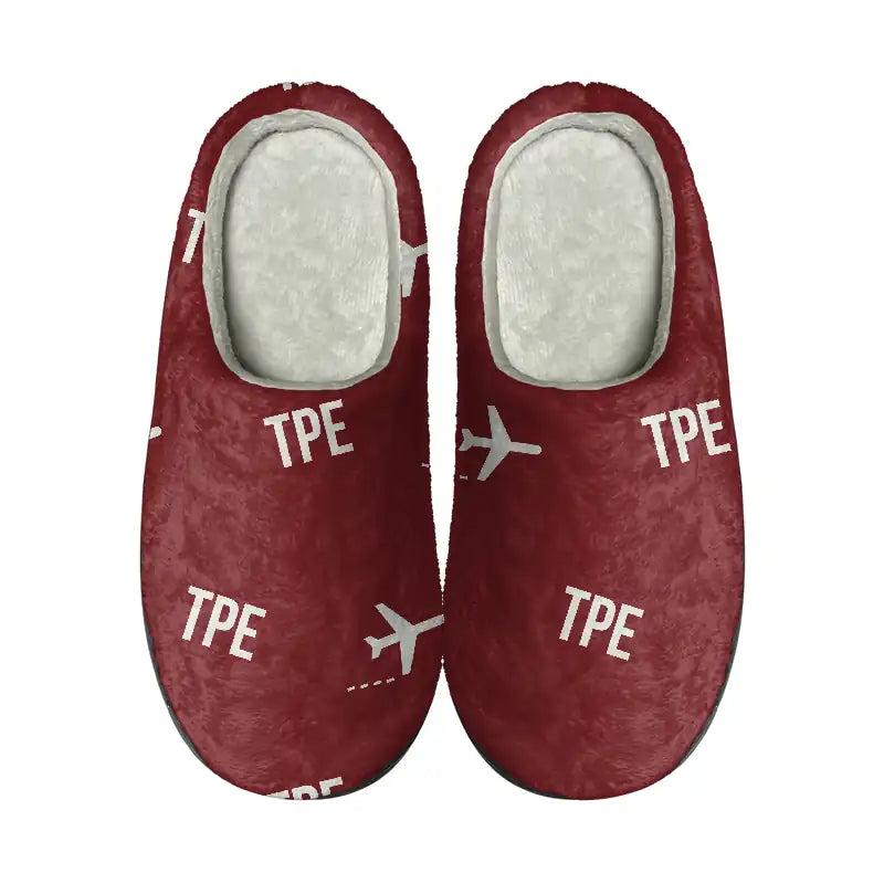 Taipei Taiwan Taoyuan International Airport (TPE) Slippers & Flip Flops - Slippers - Cotton - Pattern - Dark Red