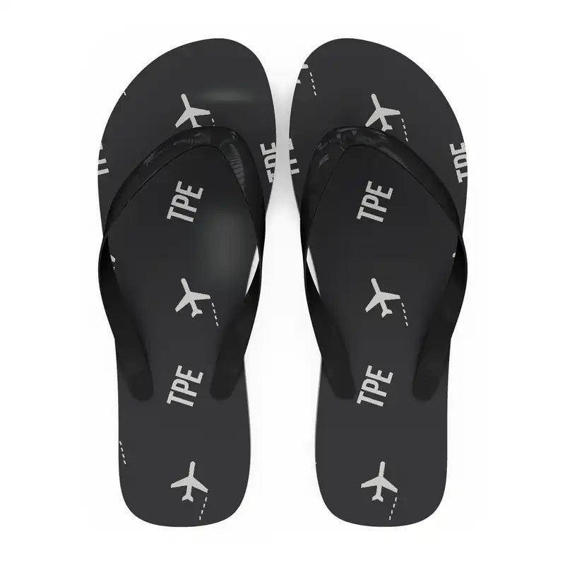 Taipei Taiwan Taoyuan International Airport (TPE) Slippers & Flip Flops - Slippers - Flip Flops - Pattern - Black