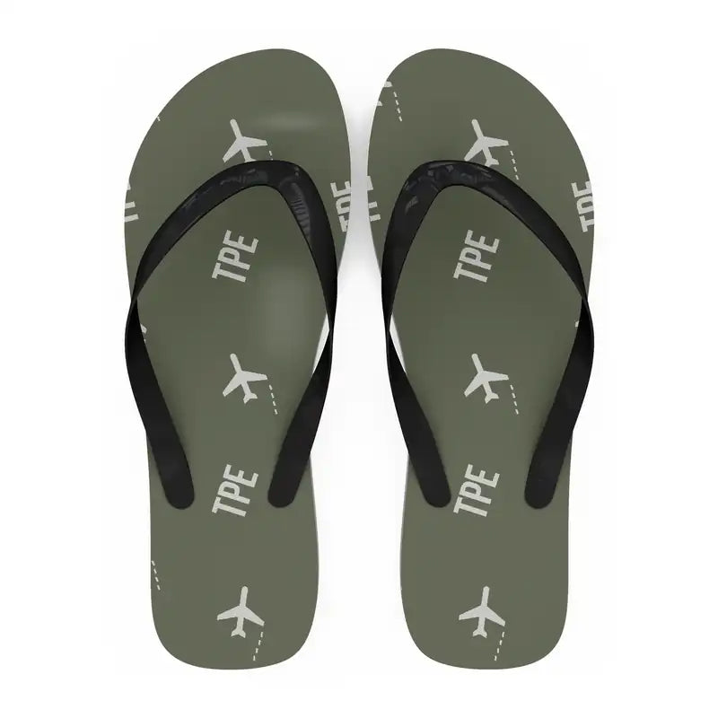 Taipei Taiwan Taoyuan International Airport (TPE) Slippers & Flip Flops - Slippers - Flip Flops - Pattern - Green Army