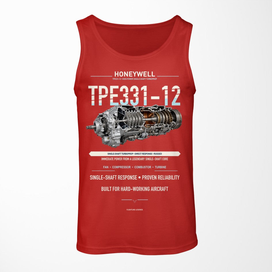 TPE331-12 design on red tank top