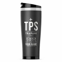 Thumbnail for Vincenzo Florio Airport Trapani-Birgi (TPS) Travel Mugs - ID Tag + Name - Stainless Steel (No Holder) - Gray