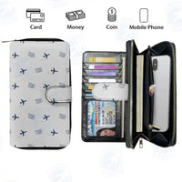 Thumbnail for Trondheim Airport, Vrnes (TRD) Leather Wallets - Zip Long Wallet - Pattern - Light Gray