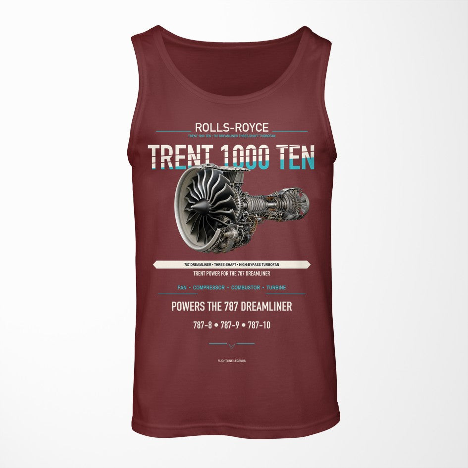 TRENT 1000 TEN design on dark red tank top