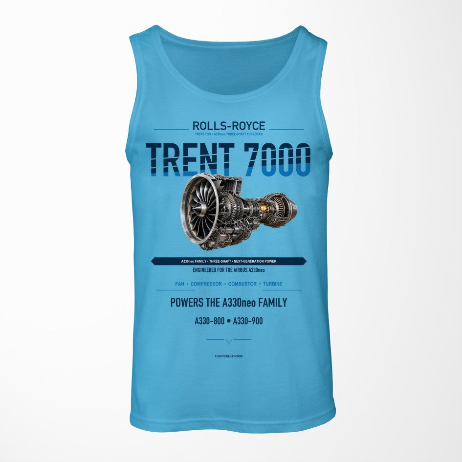 TRENT 7000 design on sky blue tank top