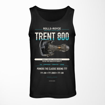 TRENT 800 design on black tank top