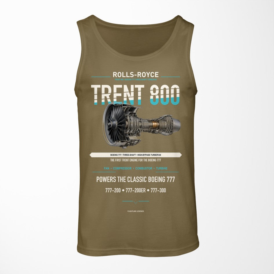 TRENT 800 design on green army tank top