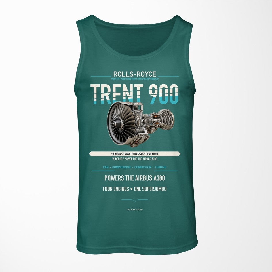 TRENT 900 design on green tank top