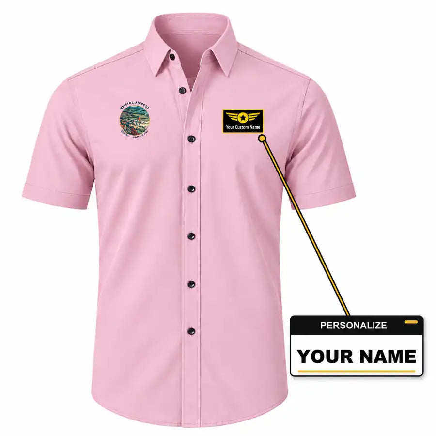 Tri-Cities Airport (TRI) Shirts - Short Sleeve Shirt - Badge - Pink + NAME