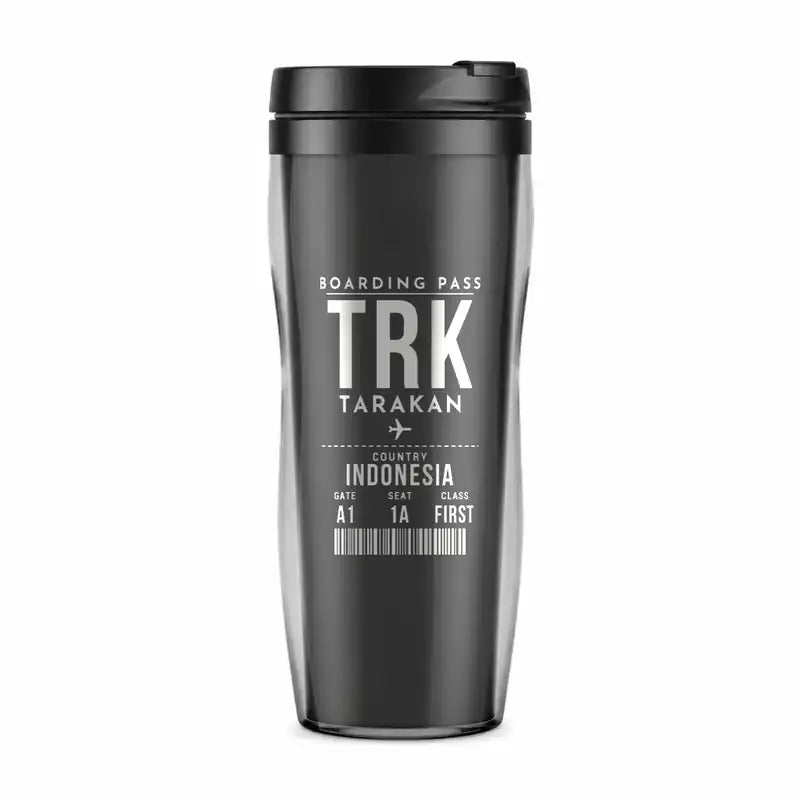 Juwata International Airport (TRK) Travel Mugs - Boarding Pass - Plastic (No Holder) - Gray