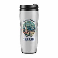 Thumbnail for Turin Airport (TRN) Travel Mugs - Badge + Name - Plastic (No Holder) - Light Gray