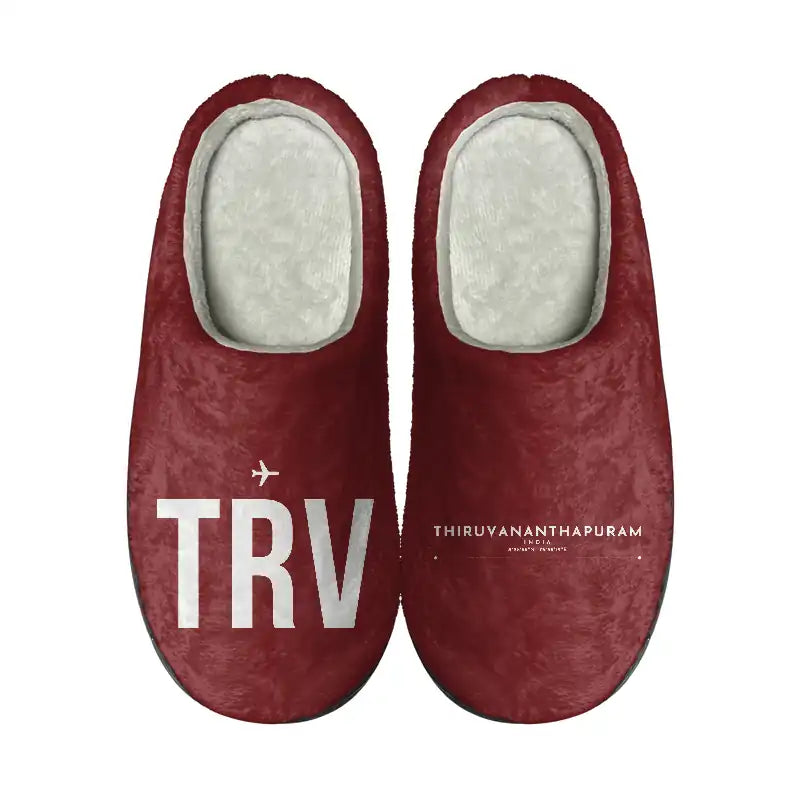 Thiruvananthapuram International Airport (TRV) Slippers & Flip Flops - Slippers - Cotton - Code - Different - Dark Red