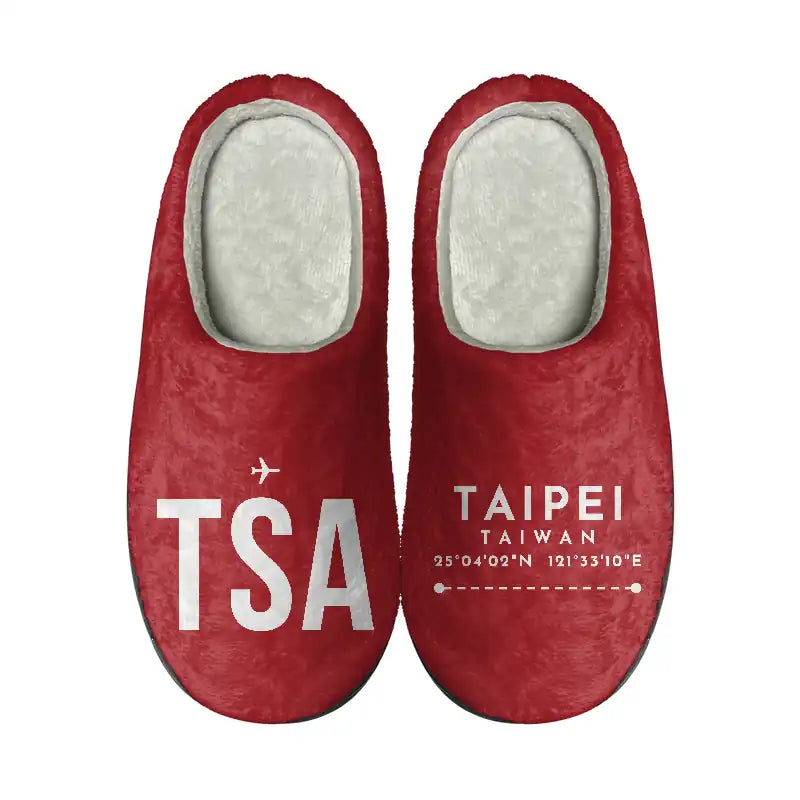 Taipei Songshan Airport (TSA) Slippers & Flip Flops - Slippers - Cotton - Code - Different - Red