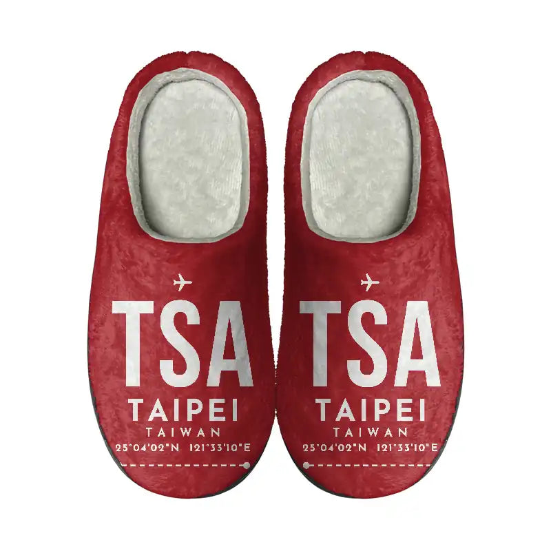 Taipei Songshan Airport (TSA) Slippers & Flip Flops - Slippers - Cotton - Code - Same - Red