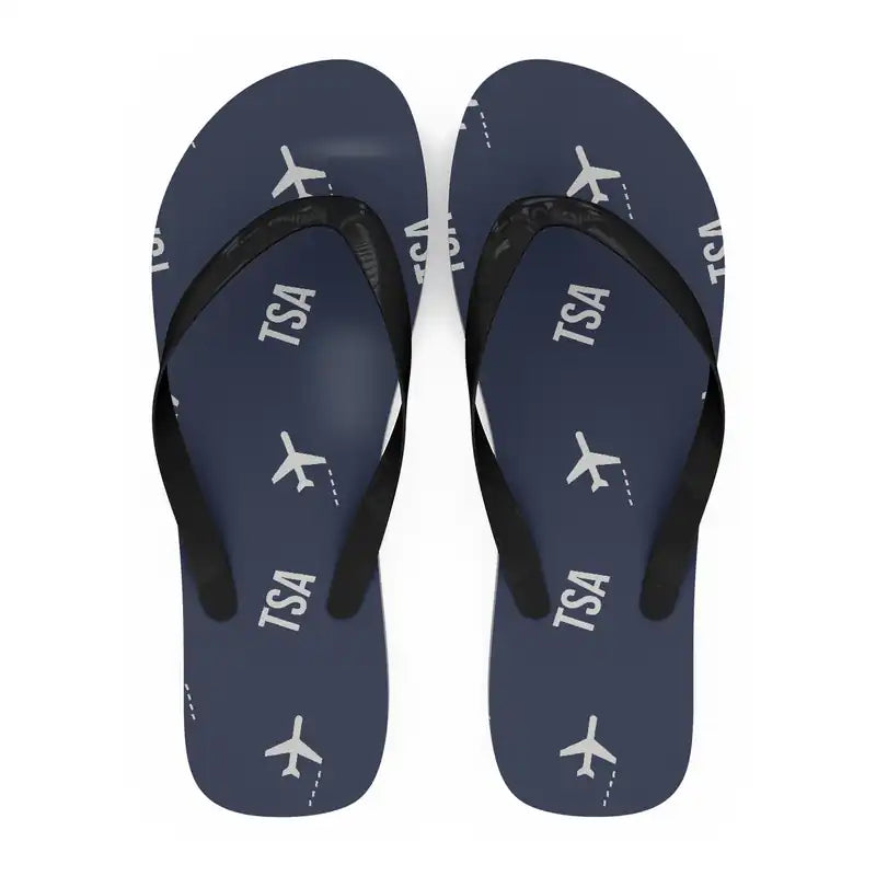 Taipei Songshan Airport (TSA) Slippers & Flip Flops - Slippers - Flip Flops - Pattern - Navy Blue