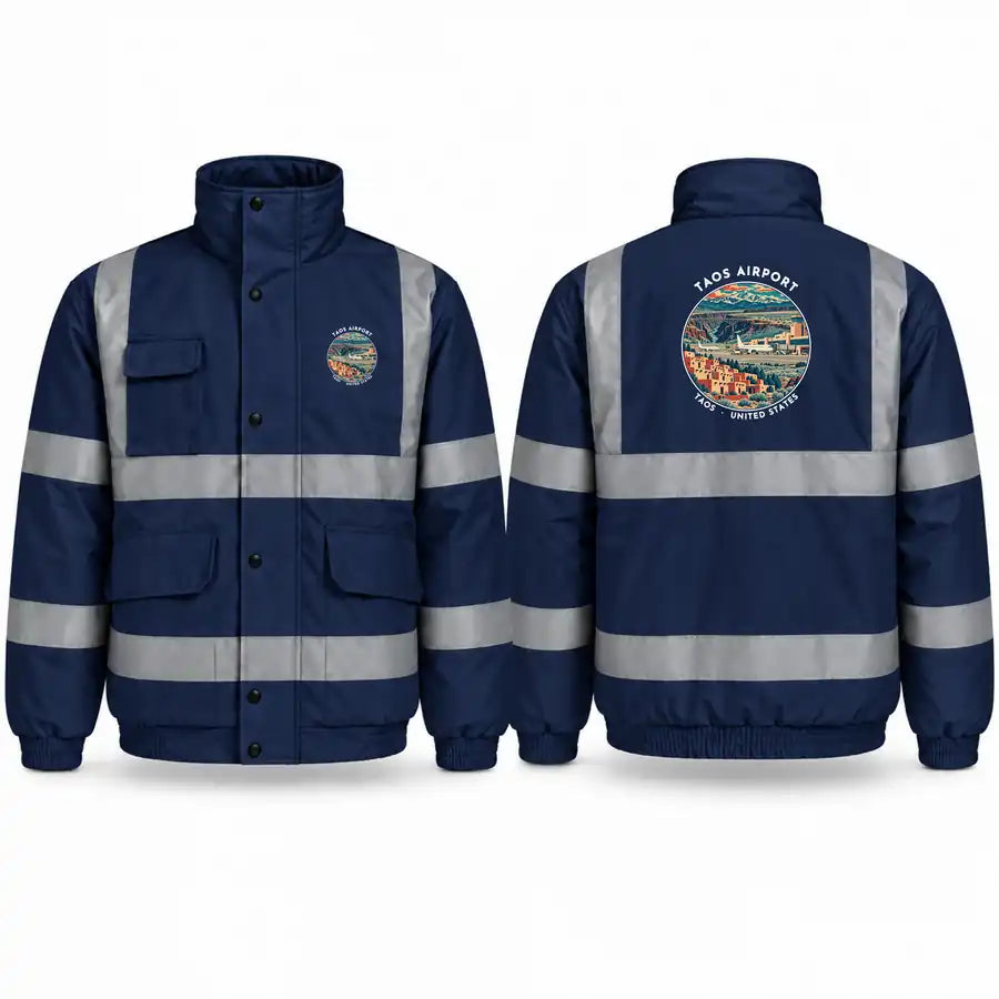 Taos Regional Airport (TSM) Reflective Winter Jackets - Badge - Navy Blue