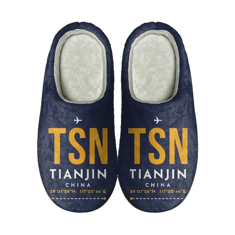 Tianjin Binhai International Airport (TSN) Slippers & Flip Flops - Slippers - Cotton - Code - Same - Navy Blue