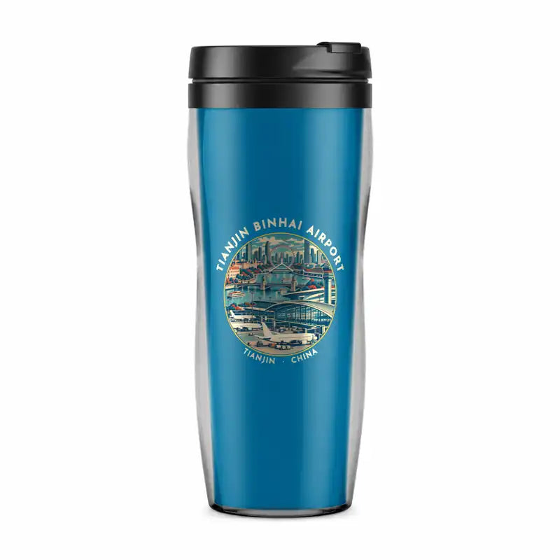 Tianjin Binhai International Airport (TSN) Travel Mugs - Badge - Plastic (No Holder) - Light Blue
