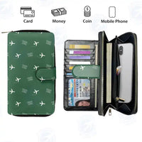 Thumbnail for Tianjin Binhai International Airport (TSN) Leather Wallets - Zip Long Wallet - Pattern - Green