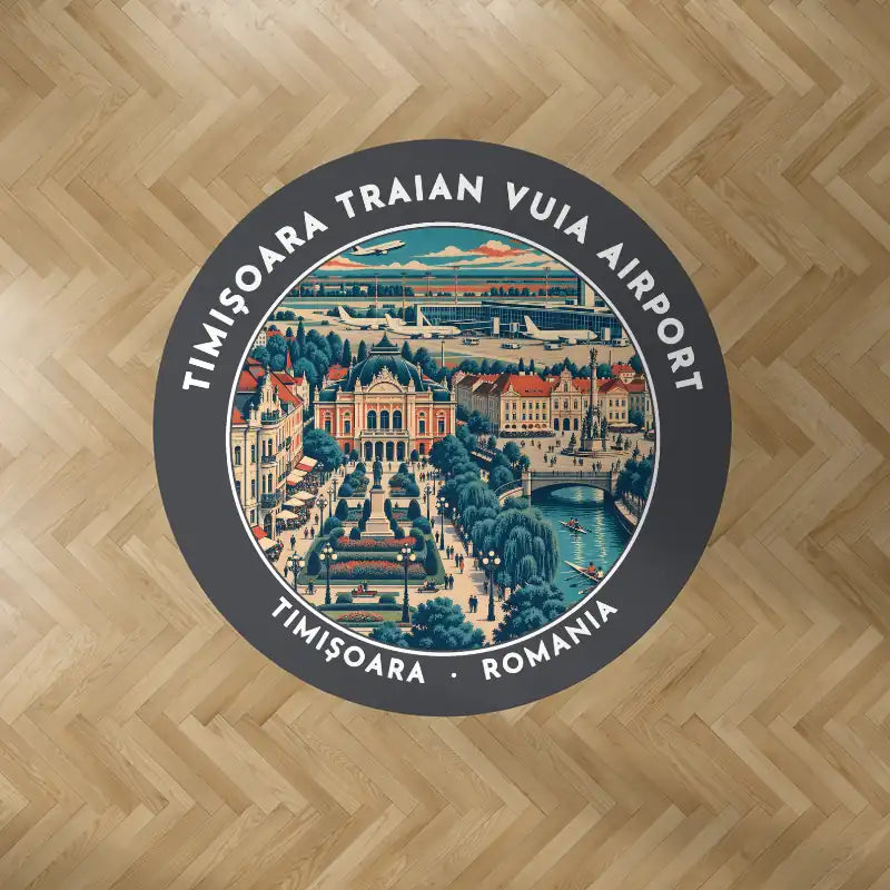 Timișoara Traian Vuia International Airport (TSR) Carpets - Carpet Round - Badge - Dark Gray