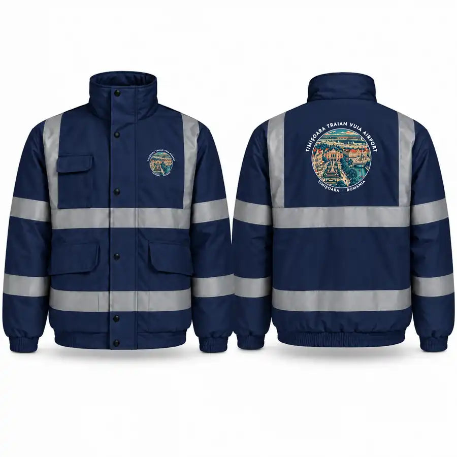 Timișoara Traian Vuia International Airport (TSR) Reflective Winter Jackets - Badge - Navy Blue