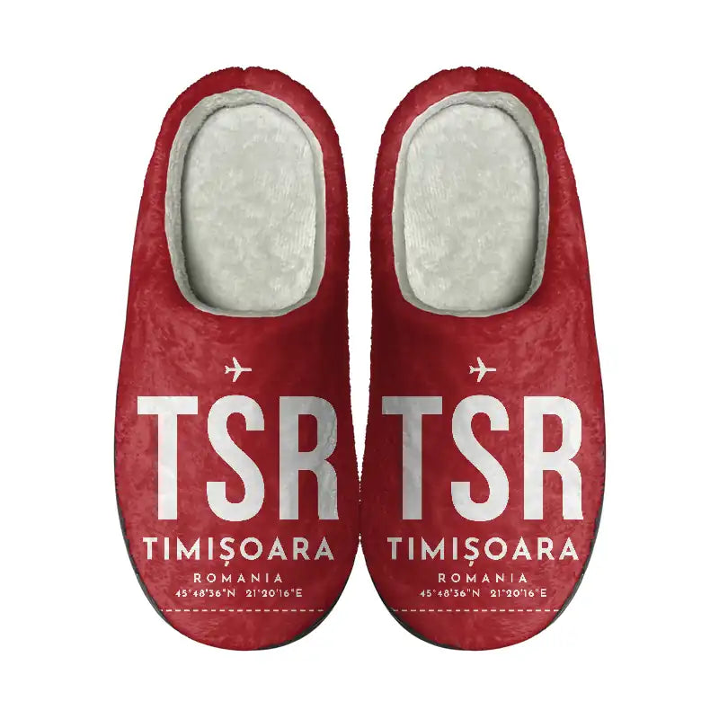 Timișoara Traian Vuia International Airport (TSR) Slippers & Flip Flops - Slippers - Cotton - Code - Same - Red